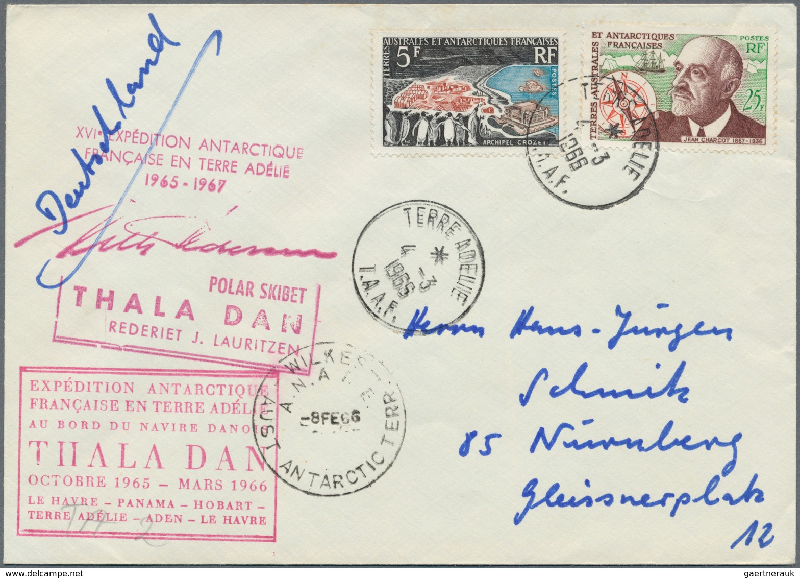 Thematik: Antarktis / Antarctic: 1958/1967, German Reich / T.A.A.F. - Lot With 2 Covers: The First C - Sonstige & Ohne Zuordnung