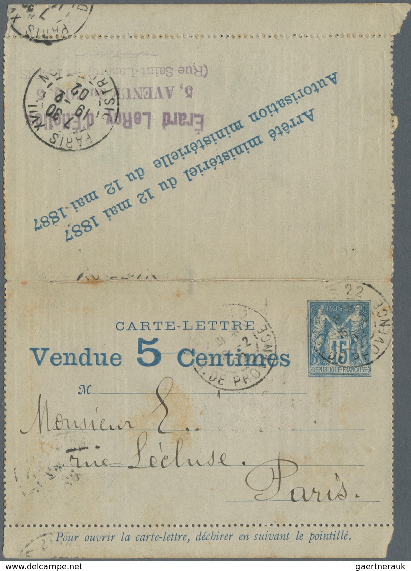Thematik: Anzeigenganzsachen / Advertising Postal Stationery: 1902, France. Advertisement Letter Car - Zonder Classificatie
