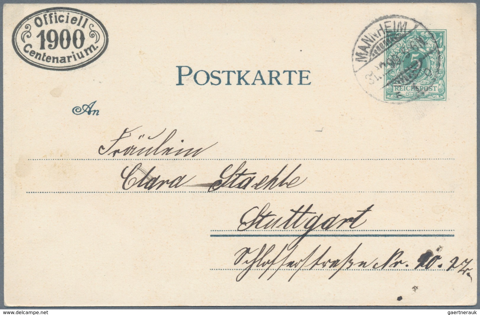 Thematik: Feuer / Fire: 1900, Dt. Reich. Privat-Postkarte 5 Pf Ziffer "Officiell 1900 Centenarium" M - Brandweer