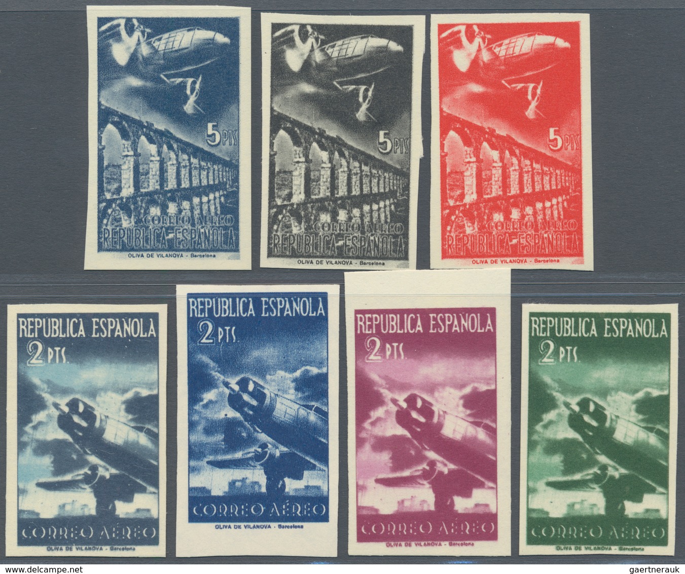 Thematik: Flugzeuge, Luftfahrt / Airoplanes, Aviation: 1939, SPAIN: UNISSUED Airmail Stamps With Air - Airplanes