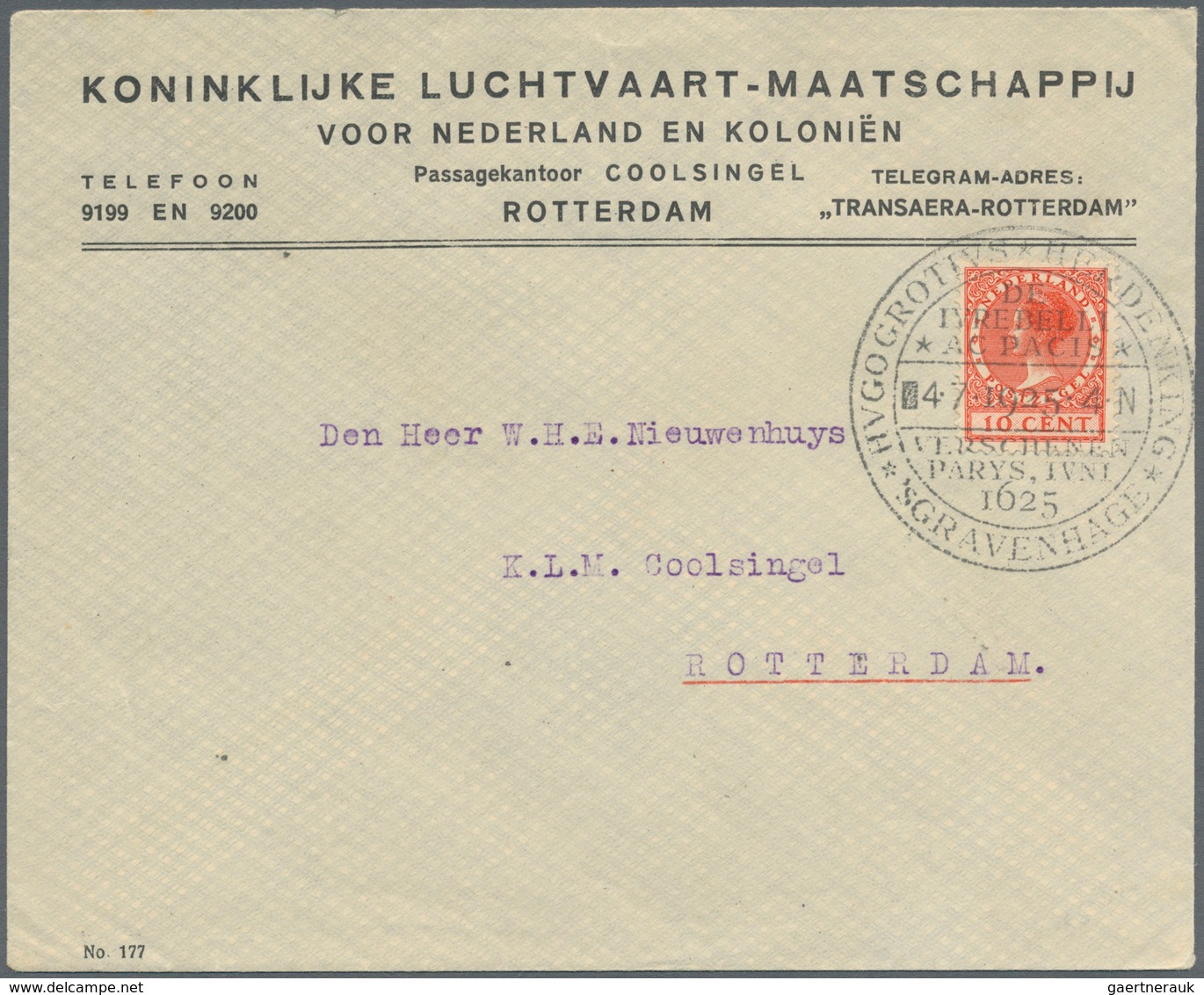 Thematik: Frieden / peace: 1925, The Netherlands. Lot of 2 different covers and 1 special postal car