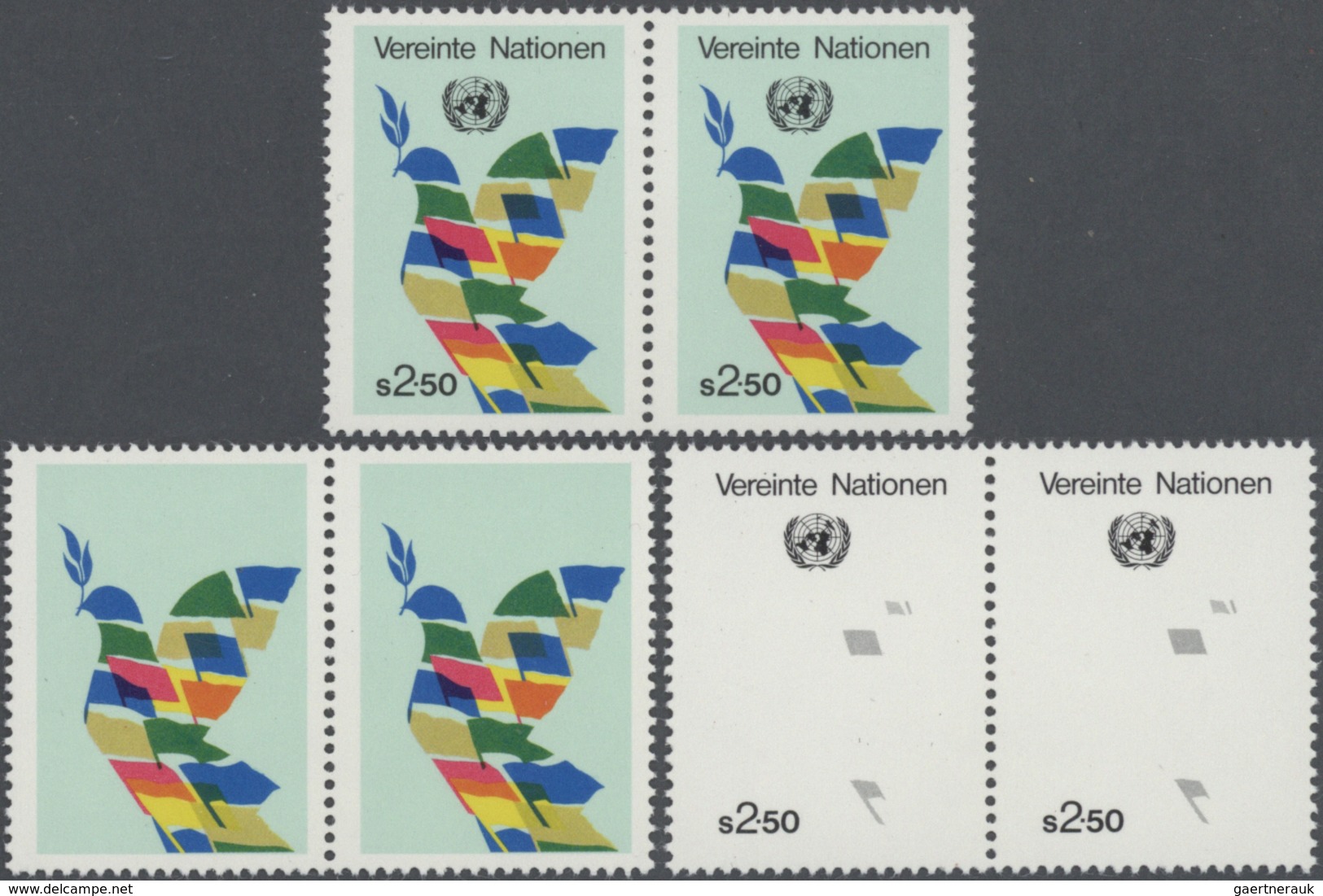 Thematik: Frieden / Peace: 1980, UN Vienna. Perforated (!) Progressive Proof (10 Phases) In Pairs Fo - Zonder Classificatie