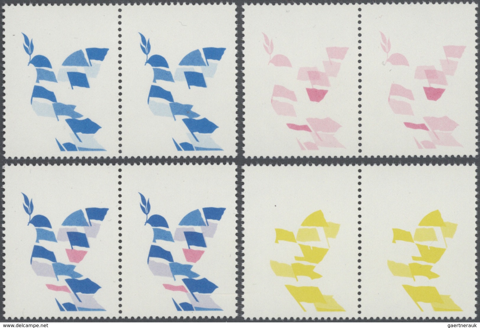 Thematik: Frieden / Peace: 1980, UN Vienna. Perforated (!) Progressive Proof (10 Phases) In Pairs Fo - Zonder Classificatie