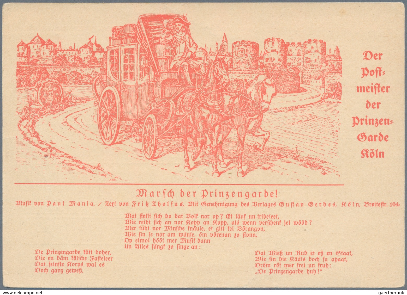 Thematik: Karneval / Carnival: 1900, Köln. Postkarte "5 (Pf) Post Der Prinzen-Garde / Kölner Karneva - Carnaval