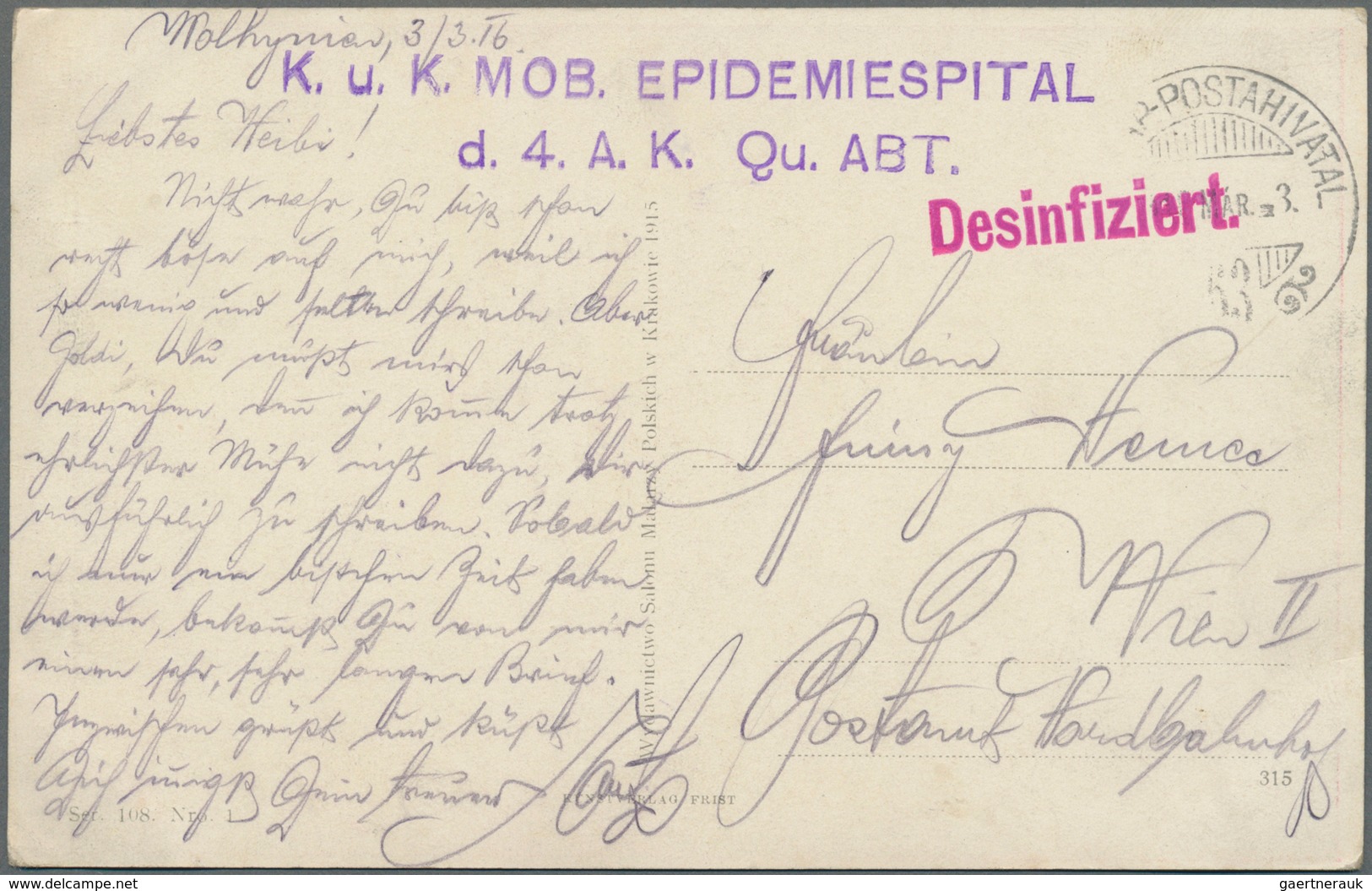 Thematik: Medizin, Gesundheit / Medicine, Health: 1915/1918, Neun Ansichtkarten Aus WOLJYNEN Mit Mes - Medicina