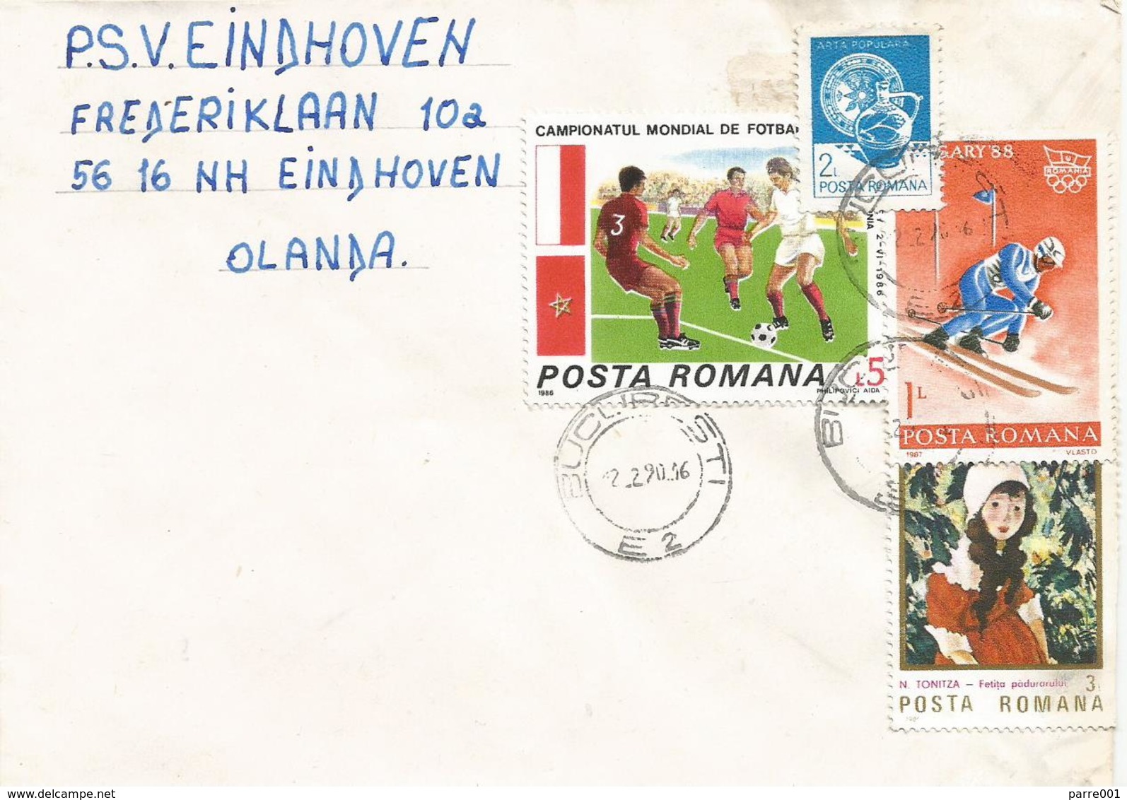 Romania 1990 Bucarest Worl Cup Football Mexico Skiing Calgary Cover - 1986 – Mexico