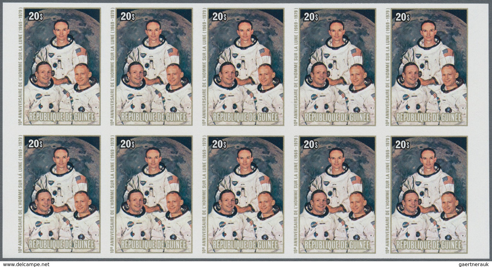 Thematik: Raumfahrt / Astronautics: 1980, GUINEA: 10 Years Of 1st Landing On Moon (astronauts And Di - Otros & Sin Clasificación