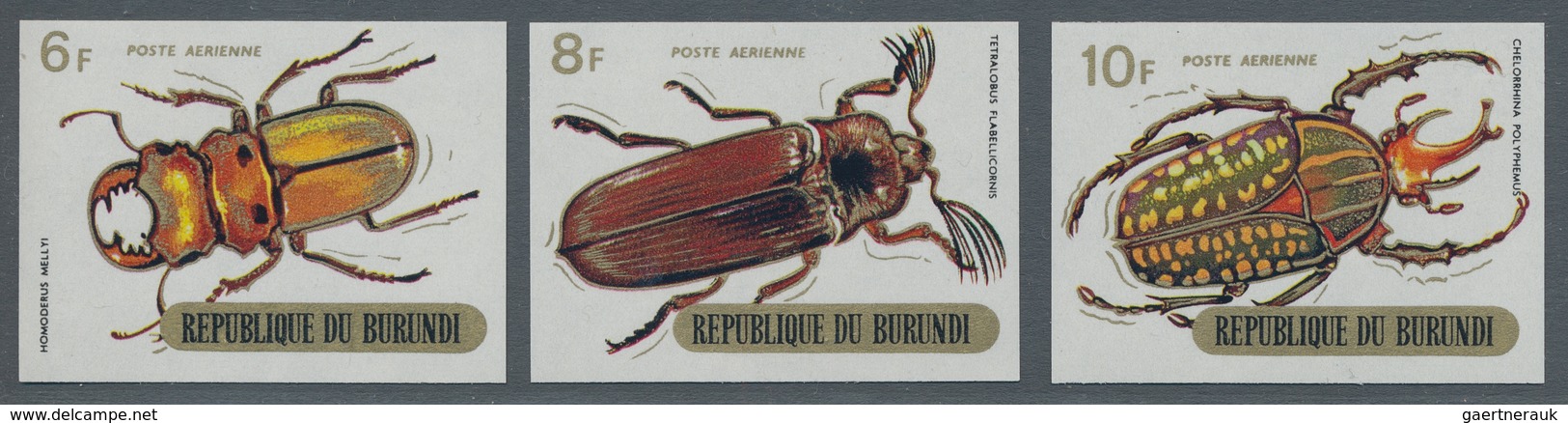 Thematik: Tiere-Insekten / Animals-insects: 1970, BURUNDI: Beetles Complete Set Of Nine IMPERFORATE - Sonstige & Ohne Zuordnung