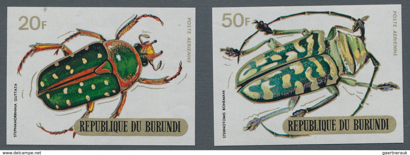 Thematik: Tiere-Insekten / Animals-insects: 1970, BURUNDI: Beetles Complete Set Of Nine IMPERFORATE - Sonstige & Ohne Zuordnung