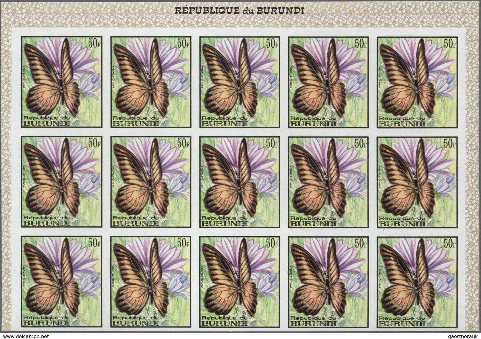 Thematik: Tiere-Schmetterlinge / animals-butterflies: 1968, BURUNDI: Butterflies complete set of 16