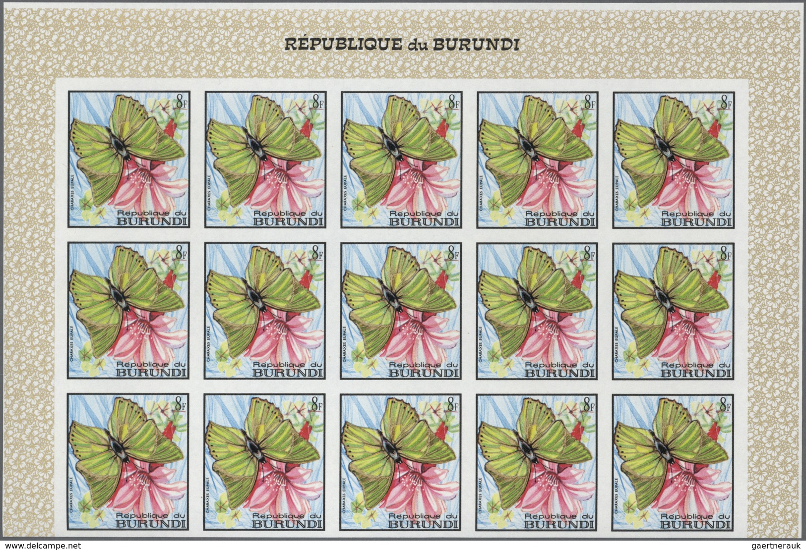 Thematik: Tiere-Schmetterlinge / animals-butterflies: 1968, BURUNDI: Butterflies complete set of 16