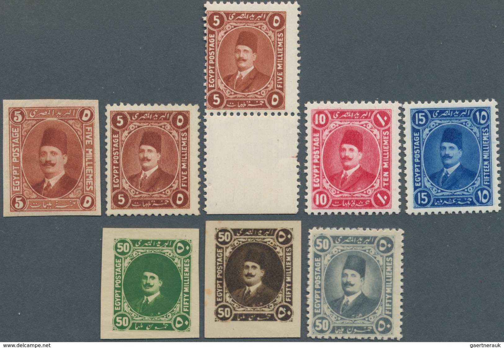 Ägypten: 1922 King Fouad 1st Issue, Eight Essays By Harrison & Sons, With Five Essays (5m.(3), 10m., - 1866-1914 Khedivaat Egypte
