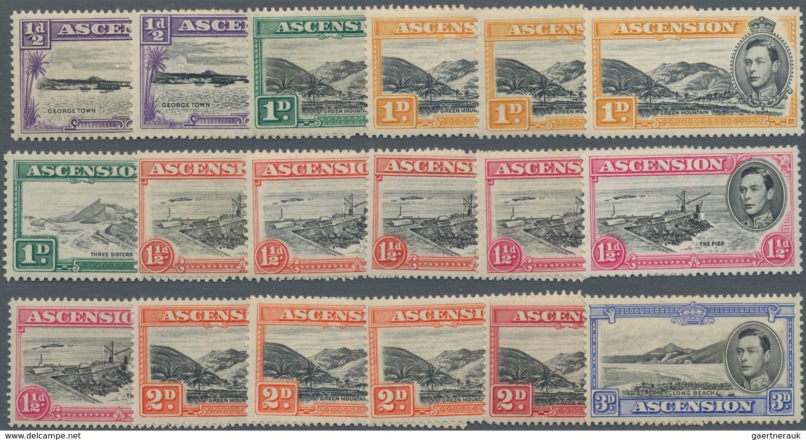 Ascension: 1938/1953, KGVI Definitives Complete Set With Additional Other Peforations Etc. (total 32 - Ascension