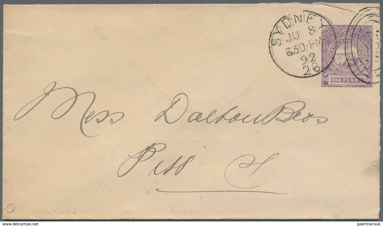 Neusüdwales: 1892 (8.6.), PTPO Stat. Envelope 1d. Violet With Full Advertisment On Reverse 'FINE OLD - Cartas & Documentos