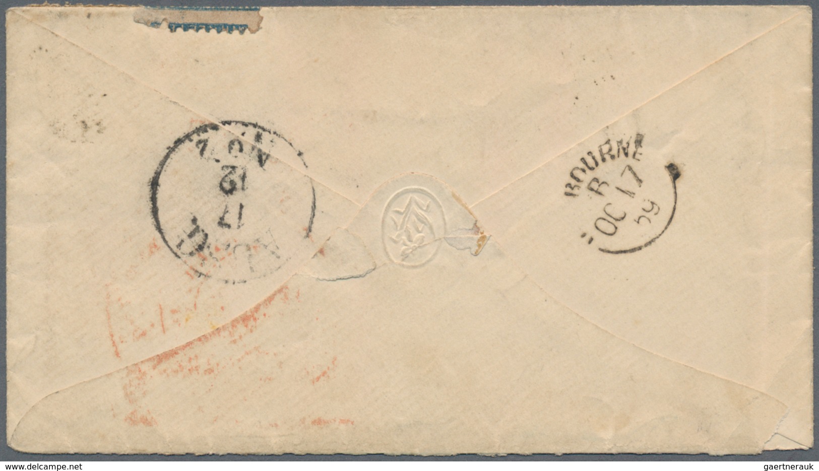 Victoria: 1859, 3d. Blue And 1s. Blue On Cover From Melbourne To "T.v.Sierakowski Chamberlain & Majo - Brieven En Documenten