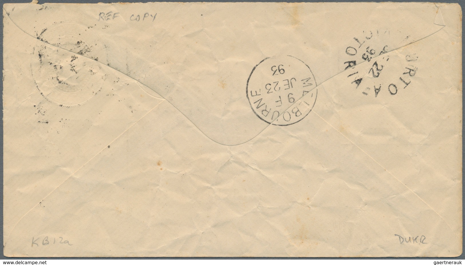 Victoria: 1893 (22.6.), PTPO Stat. Envelope With Impressions Of QV Embossed Oval 1d. Brown-orange An - Brieven En Documenten