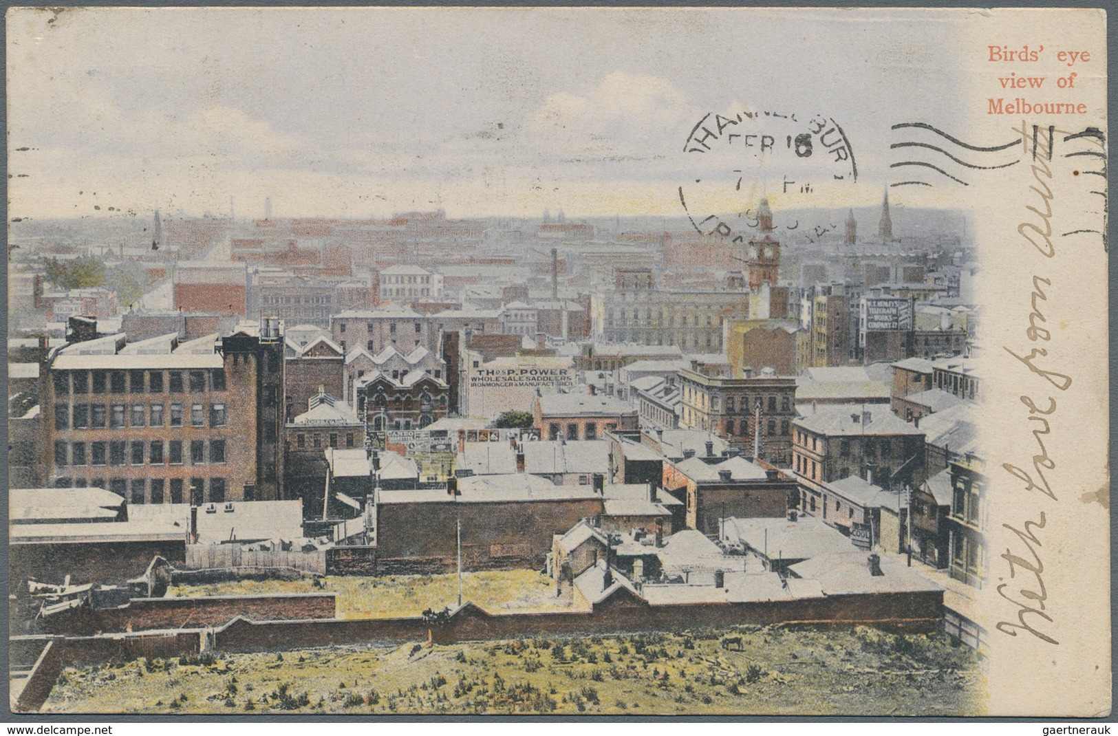 Victoria: 1905. "Bird Eye View Of Melbourne" Ppc Addressed To South Africa, Franked 1d Rose, Perf 12 - Brieven En Documenten