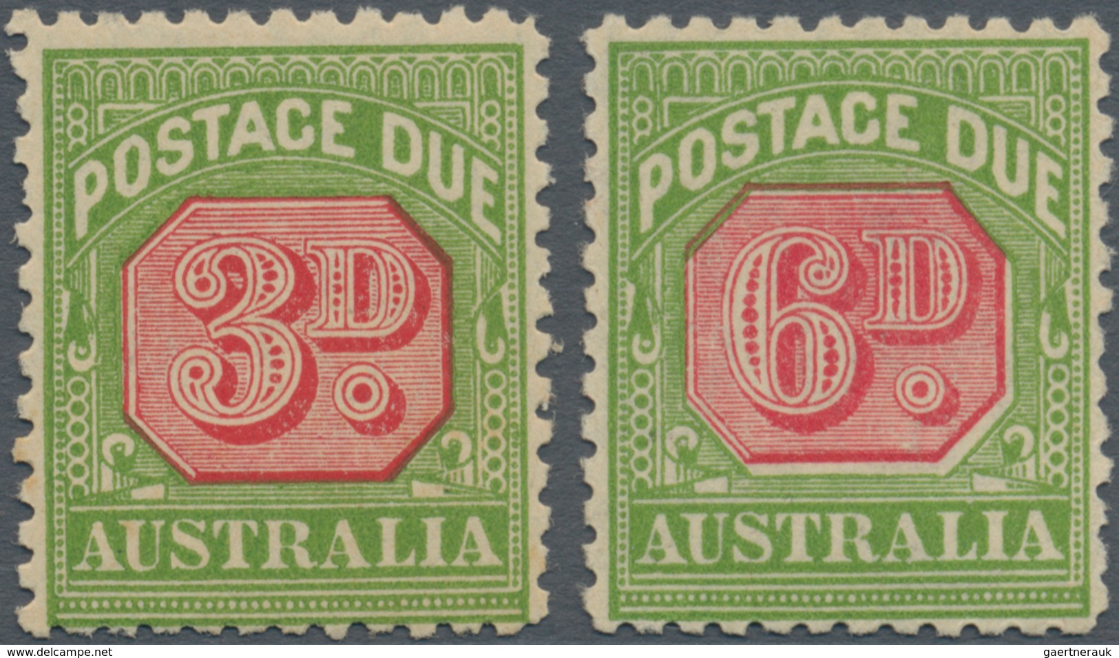 Australien - Portomarken: 1936, Postage Dues 3d. And 6d. Carmine-red/yellow-green With Wmk. Crown Ov - Segnatasse