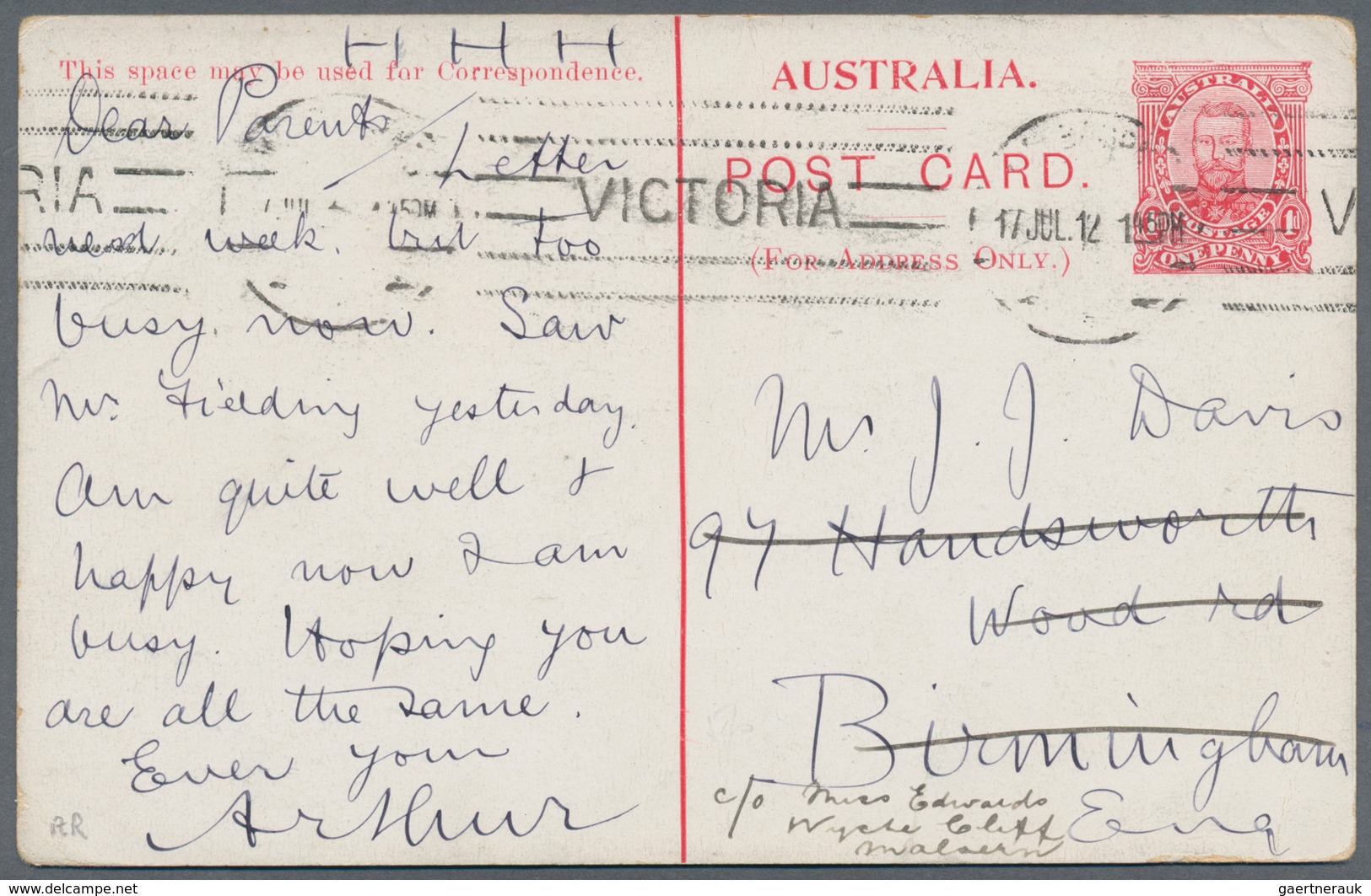 Australien - Ganzsachen: 1911/1914 (ca.), six Victorian Scenes postcards KGV 1d. full-face all comme