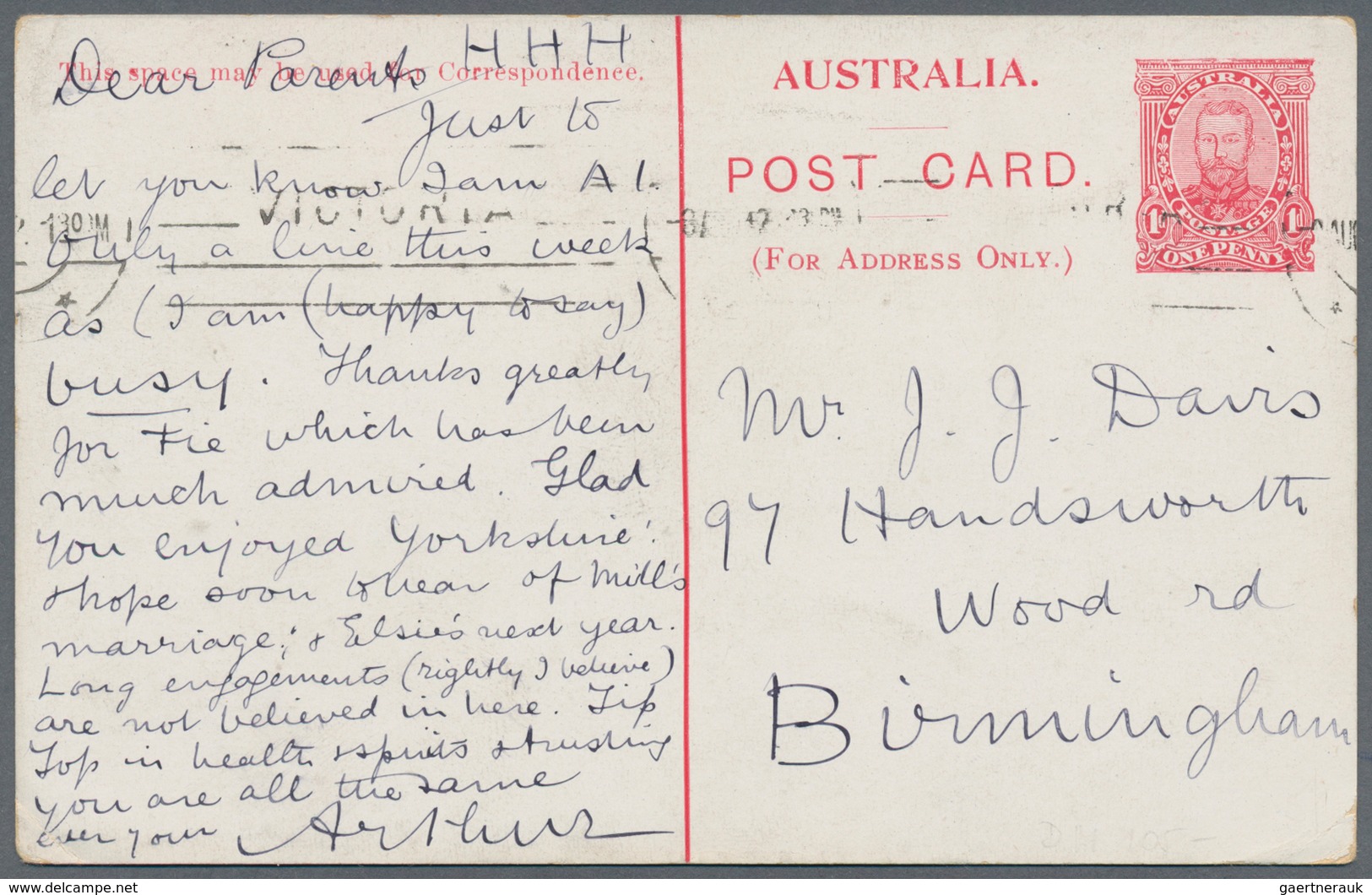 Australien - Ganzsachen: 1911/1914 (ca.), six Victorian Scenes postcards KGV 1d. full-face all comme
