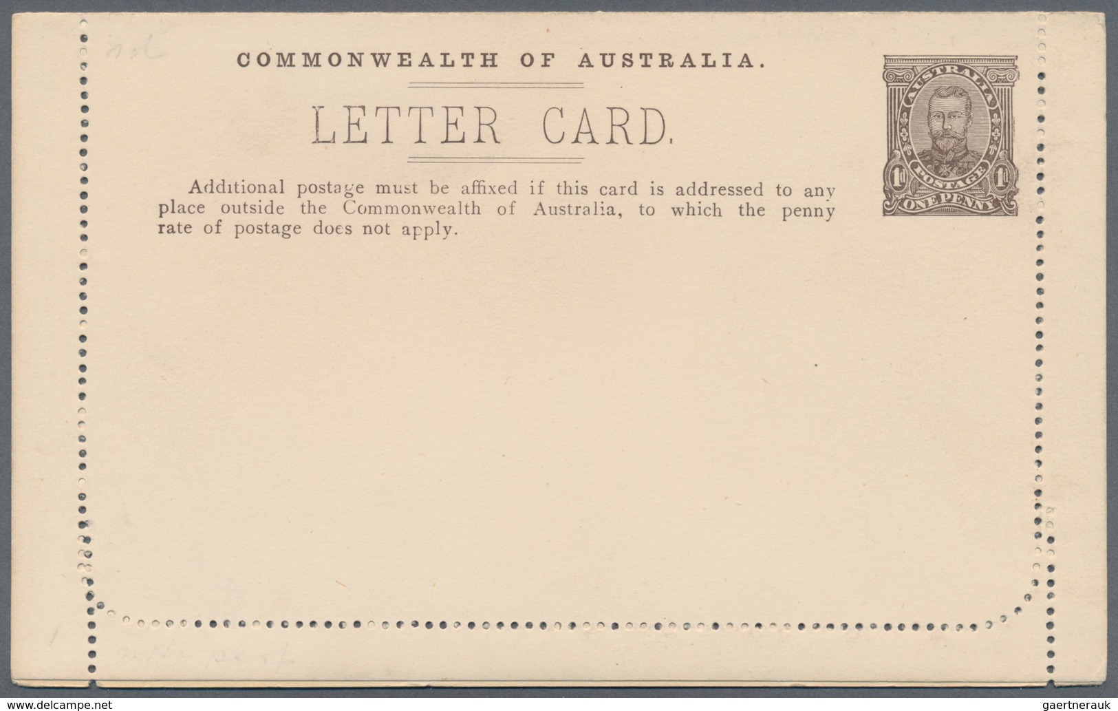 Australien - Ganzsachen: 1911, Lettercard KGV 1d. Fullface (first Line Ends 'any') With Framed Oval - Entiers Postaux