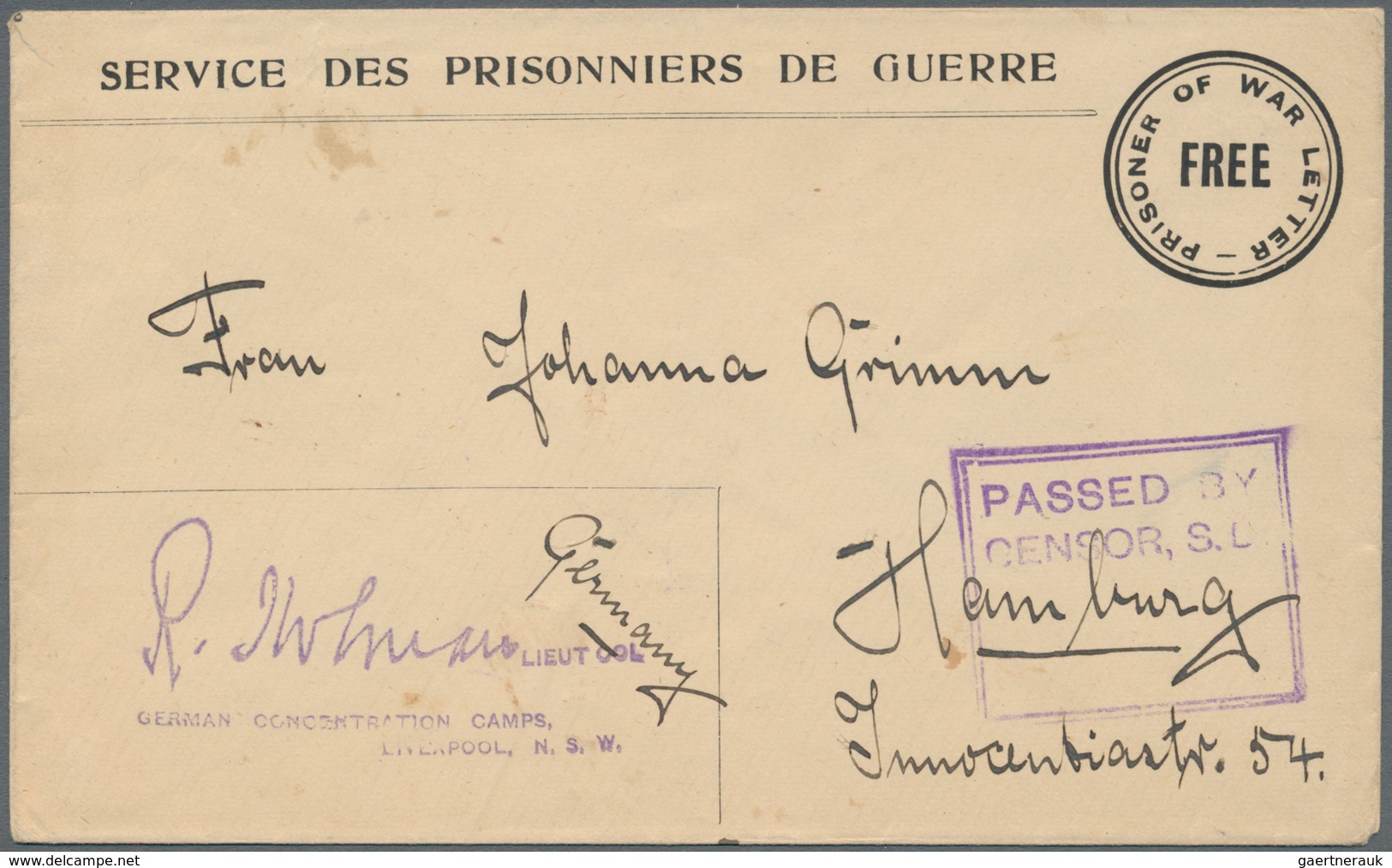Australien - Ganzsachen: 1918 (ca.), Prisoner Of War Cover With Printed 'PRISONER OF WAR LETTER / 'F - Enteros Postales