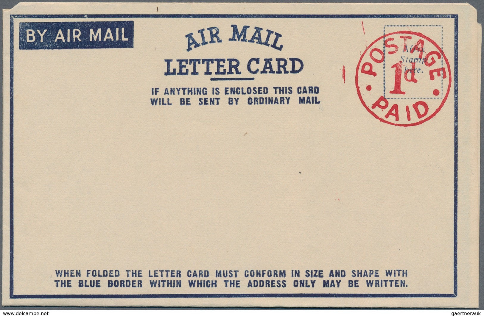 Australien - Ganzsachen: 1942, Airmail Lettercard With Printed 'POSTAGE / PAID / 1s' In Red Circle, - Postwaardestukken