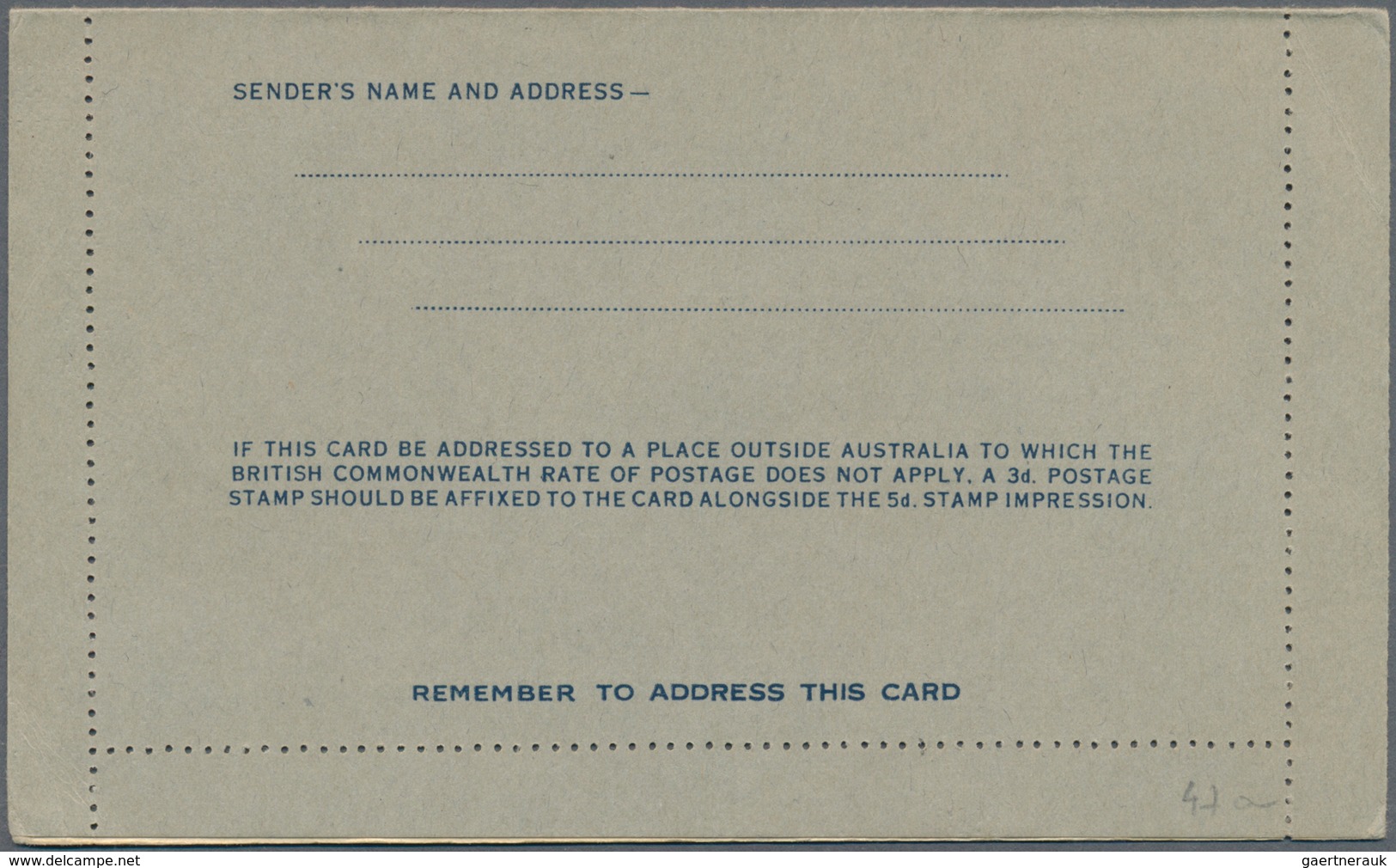 Australien - Ganzsachen: 1962 (22.9.), Lettercard QEII 5d. Dark Blue With Additonal Boxed Printing ' - Postwaardestukken