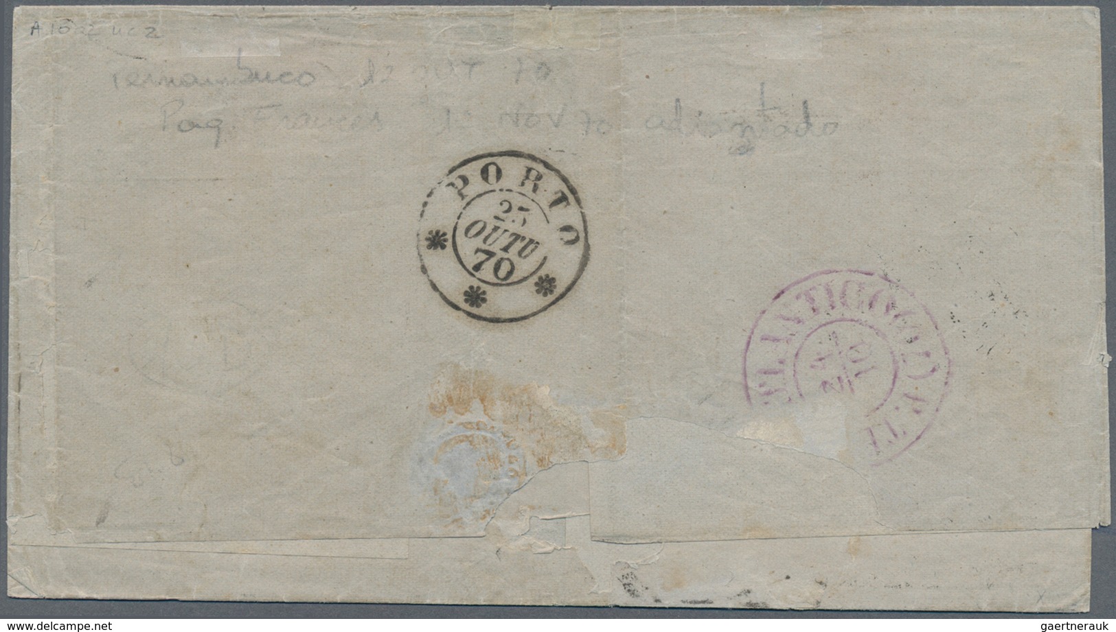 Brasilien: 1870. Folded Letter Shield (vertical Fold) Addressed To Porto Bearing Dom Pedro' Yvert 23 - Sonstige & Ohne Zuordnung