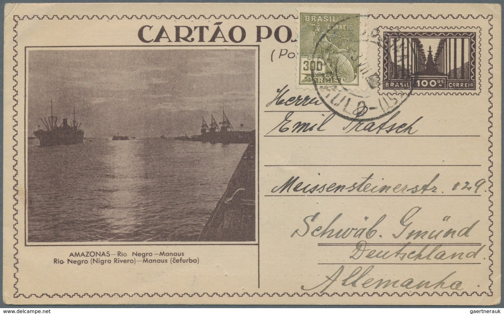 Brasilien - Ganzsachen: 1934, 100 R. Stationery Card Uprated With 300 R Definitive From "SAO PAULO 2 - Entiers Postaux