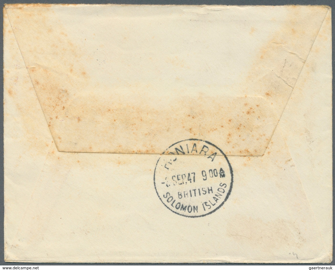 Britische Salomoninseln: 1947. Air Mail Envelope To France Bearing SG 63, 2d Orange And Grey, SG 67, - Islas Salomón (...-1978)