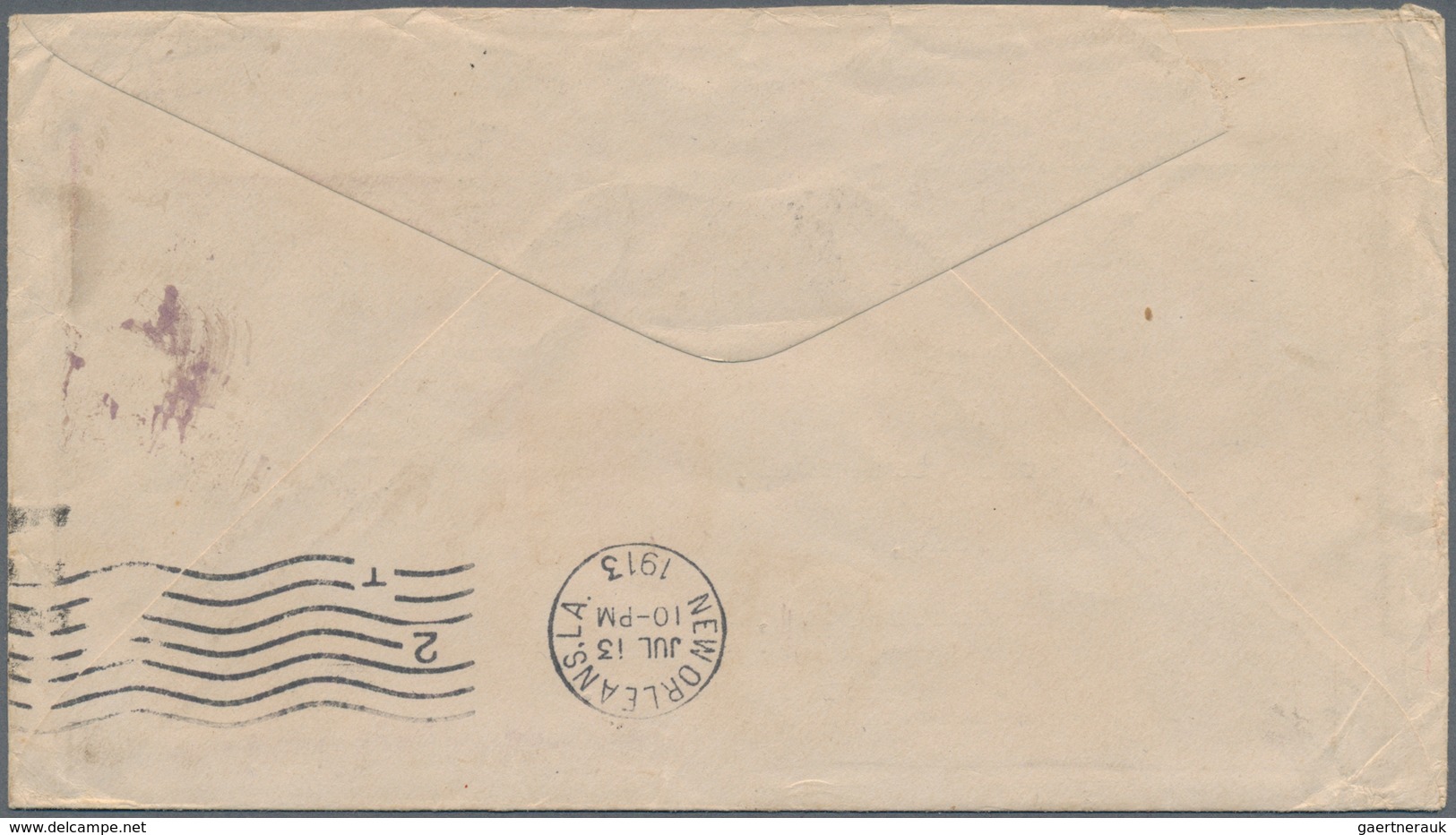Costa Rica: 1913, USA 2x 2 C Carmine On Envelope Sent From "CHICAGO JUL 12 1913" Sent Via New Orlean - Costa Rica