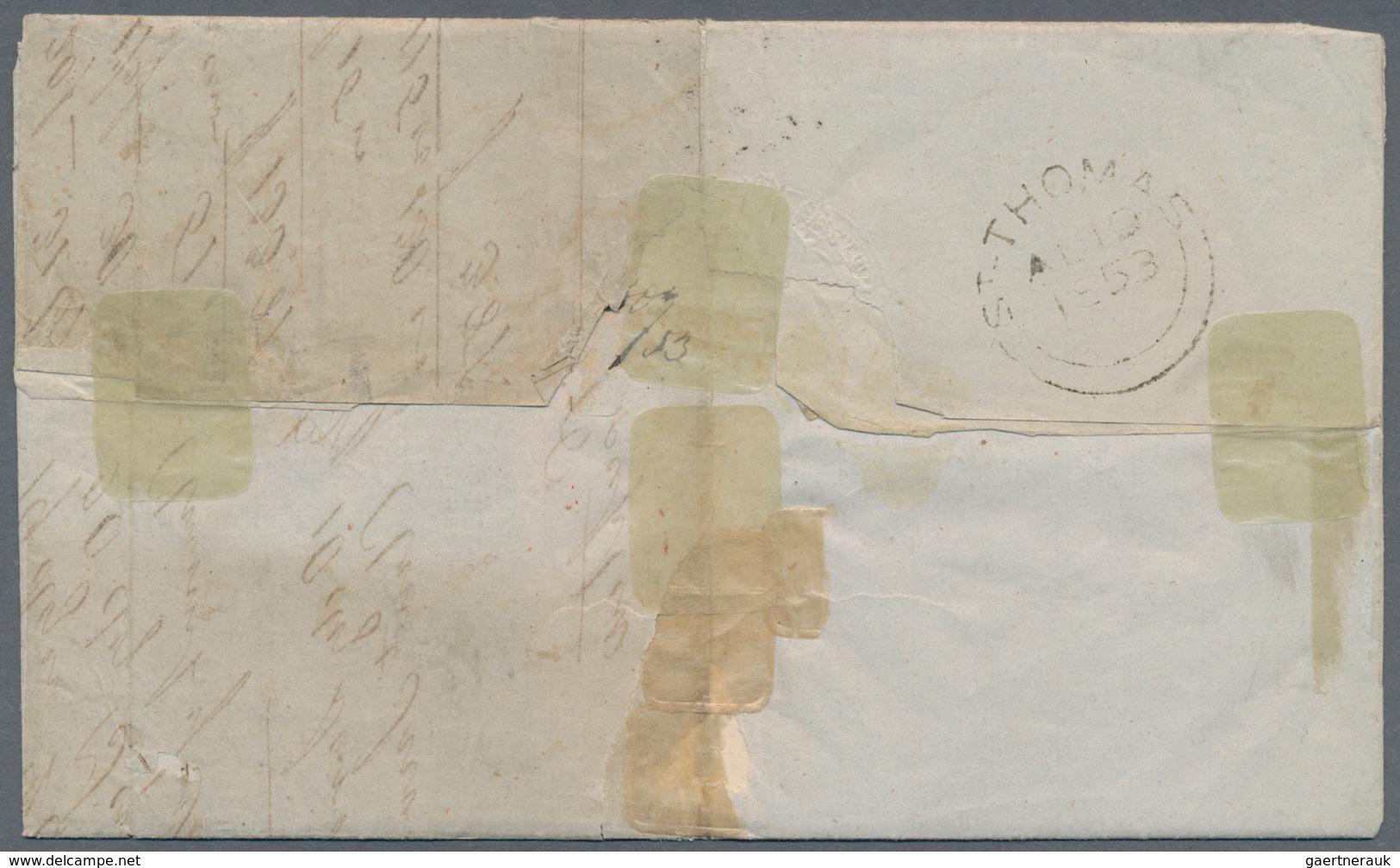 Dänisch-Westindien - Vorphilatelie: 1853 Letter From St. Thomas To New York By Ship "Merlin", Bearin - Deens West-Indië