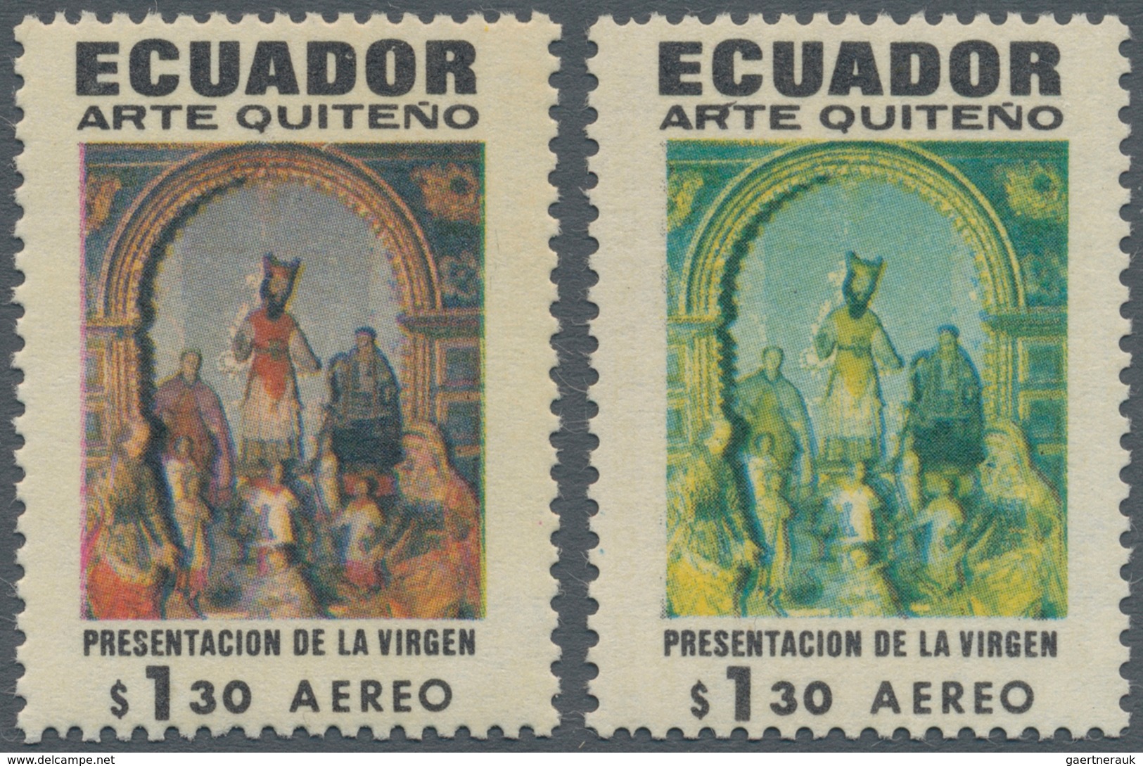 Ecuador: 1971, Virgen $1.30 Without Printing Of The Red Colour, Sc. C473 Var. ÷ 1971, Religiöse Kuns - Ecuador