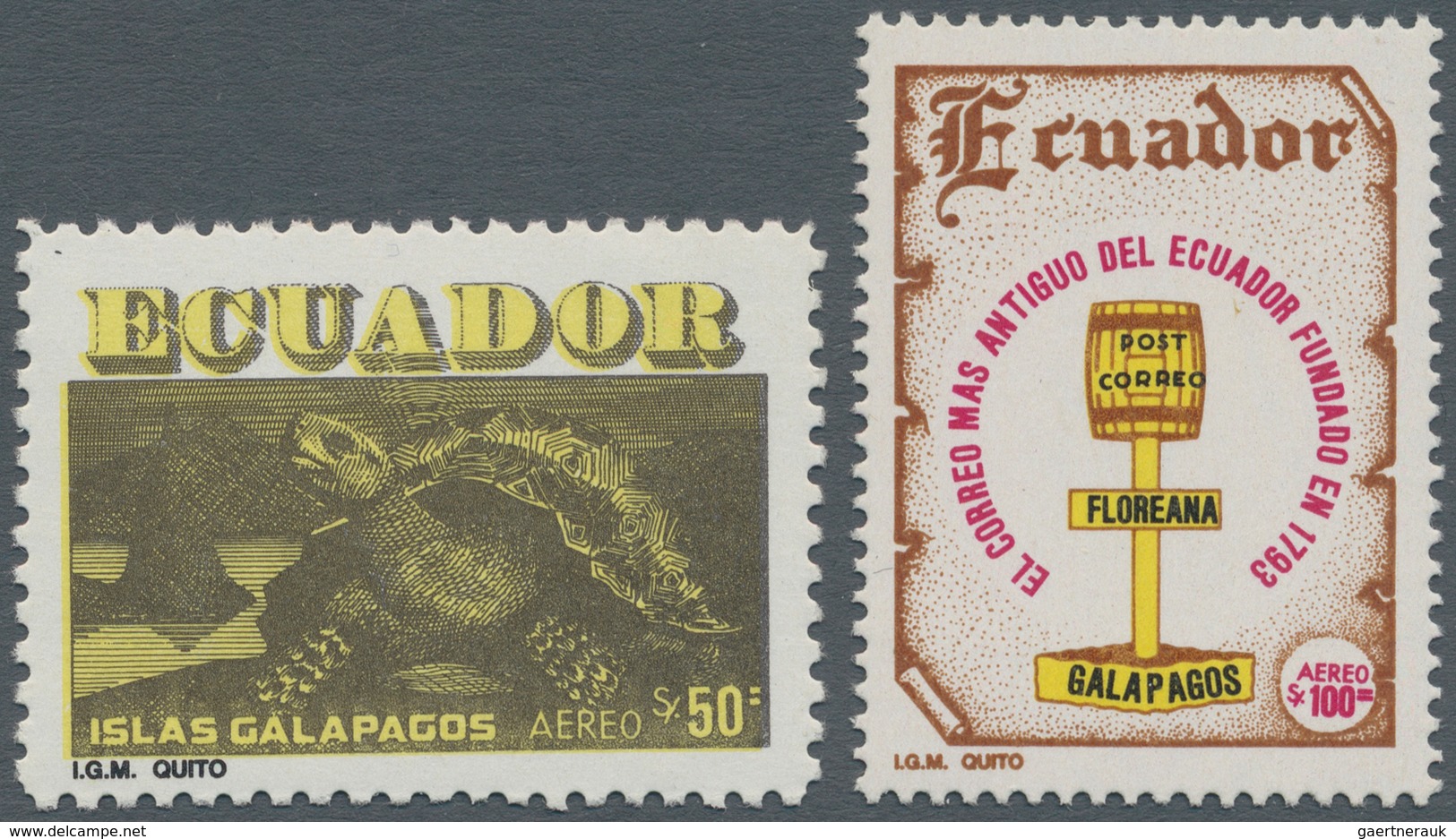 Ecuador: 1981, 50 S. Galapagos Turtle Mnh, Perforated 10.5 (instead 13), NH With 100 S. In Perforati - Ecuador