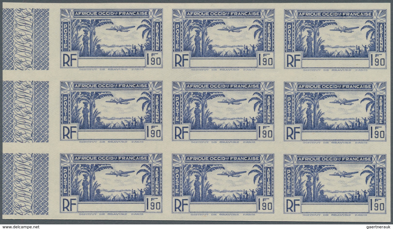 Elfenbeinküste: 1940, Airmail Issue 1.90fr. Blue And 6.90fr. Orange WITHOUT COUNTRY NAME In IMPERFOR - Ivoorkust (1960-...)