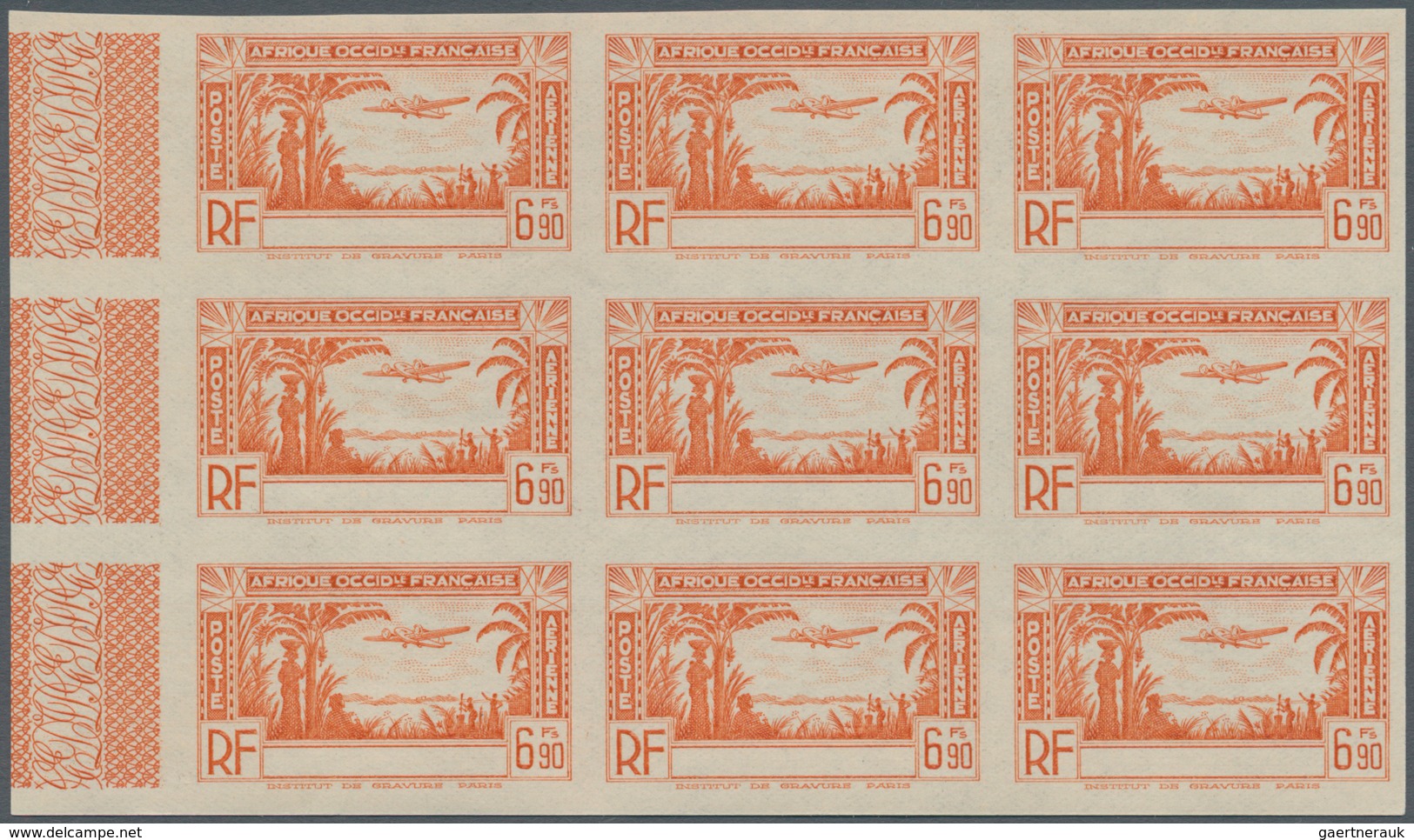 Elfenbeinküste: 1940, Airmail Issue 1.90fr. Blue And 6.90fr. Orange WITHOUT COUNTRY NAME In IMPERFOR - Ivoorkust (1960-...)