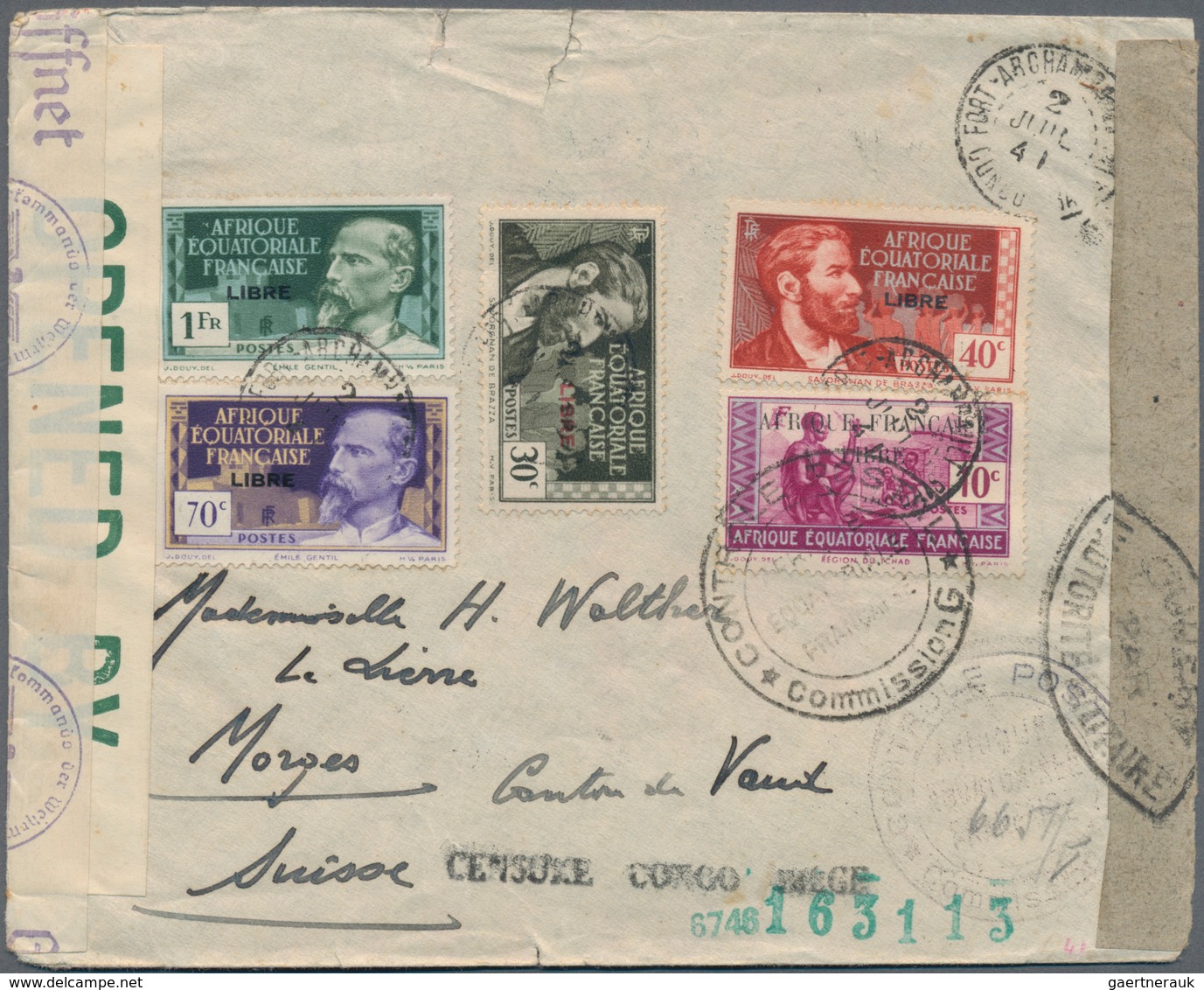 Französisch-Äquatorialafrika: 1941. Envelope Addressed To Switzerland Bearing Afrique Equatoriale Fr - Briefe U. Dokumente