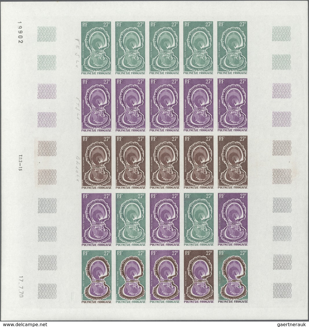 Französisch-Polynesien: 1970, Oyster And Pearl Fishery, 2fr. To 50fr., Complete Set Of Five Values E - Otros & Sin Clasificación