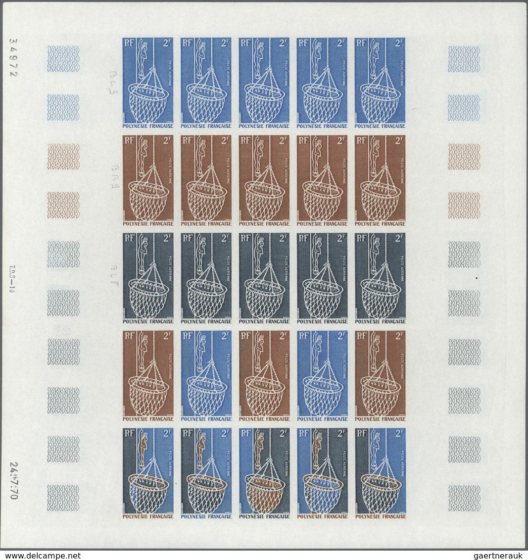 Französisch-Polynesien: 1970, Oyster And Pearl Fishery, 2fr. To 50fr., Complete Set Of Five Values E - Otros & Sin Clasificación