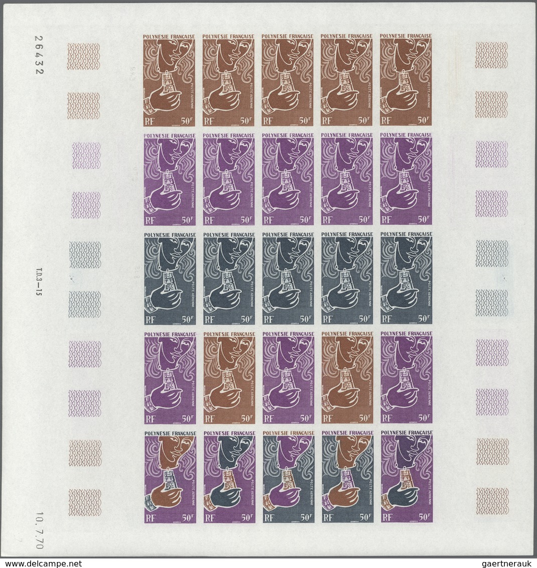 Französisch-Polynesien: 1970, Oyster and Pearl Fishery, 2fr. to 50fr., complete set of five values e