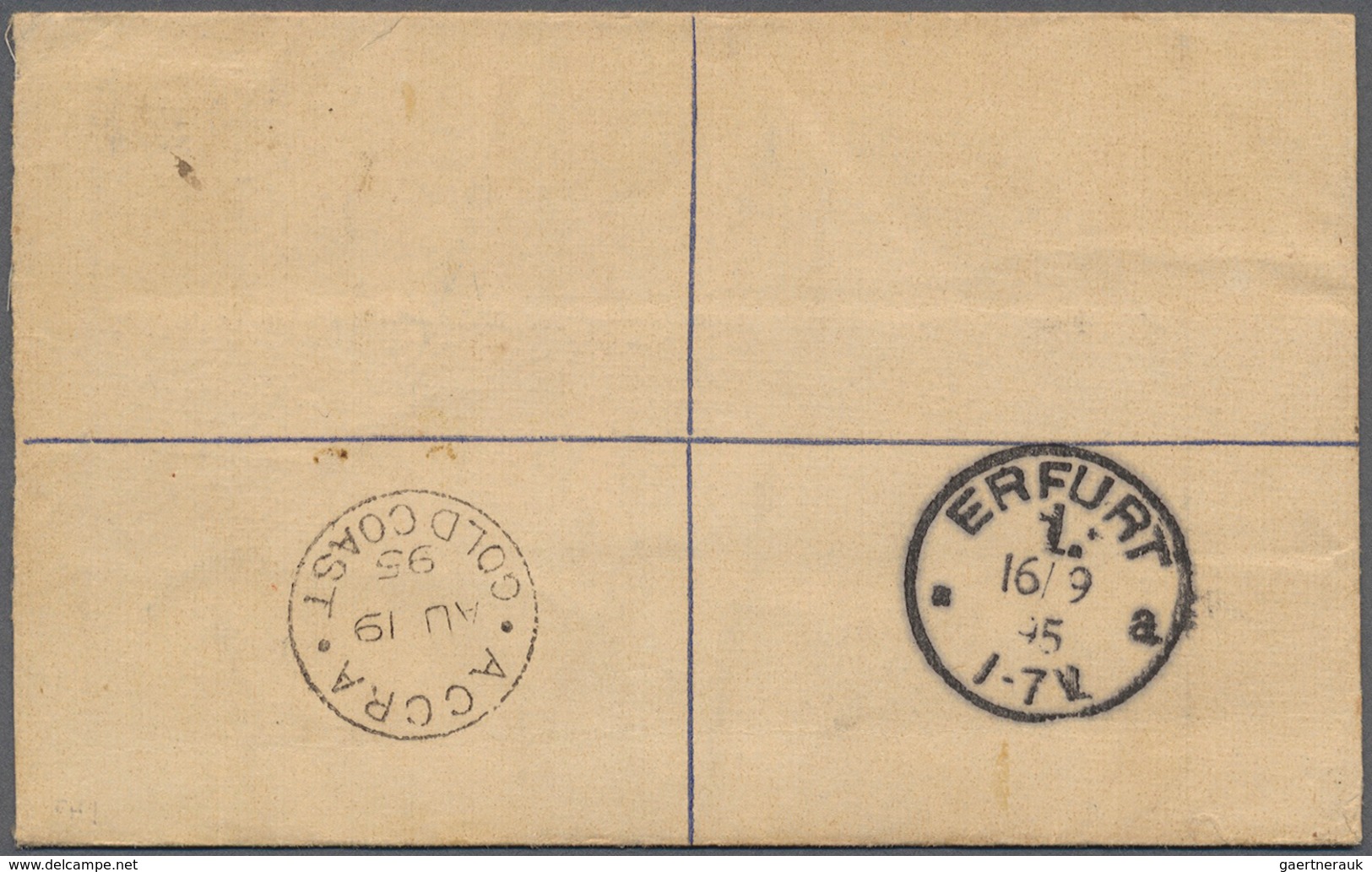 Goldküste: 1895. Registered Postal Stationery Envelope 'two Pence' Blue Upgraded With SG 14, 2½d Blu - Goudkust (...-1957)