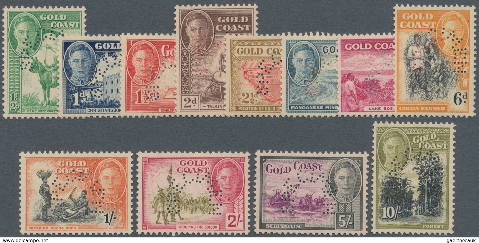 Goldküste: 1948, Pictorial Definitives Perf. SPECIMEN Complete Set Of 12, Unused Without Gum! (SG. £ - Goudkust (...-1957)