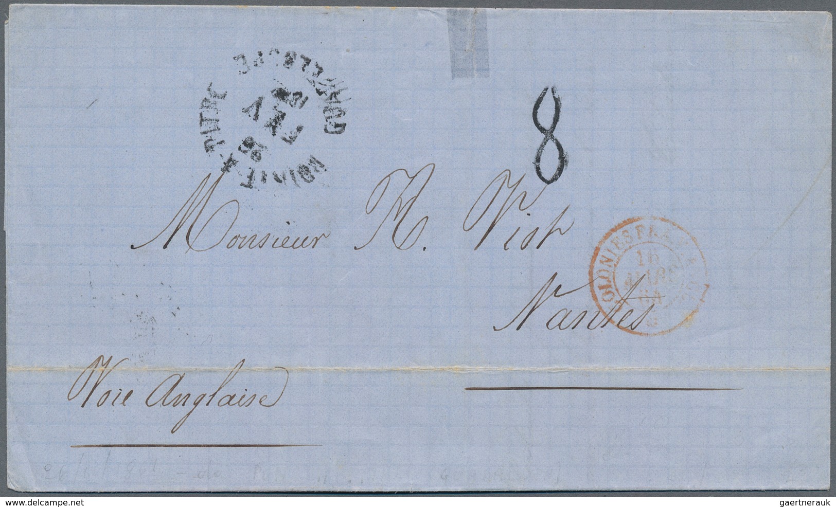 Guadeloupe: 1864, Stampless Letter-sheet With Cds POINTE A PITRE / GUADELOUPE, 26 FEV (1864), Along - Covers & Documents