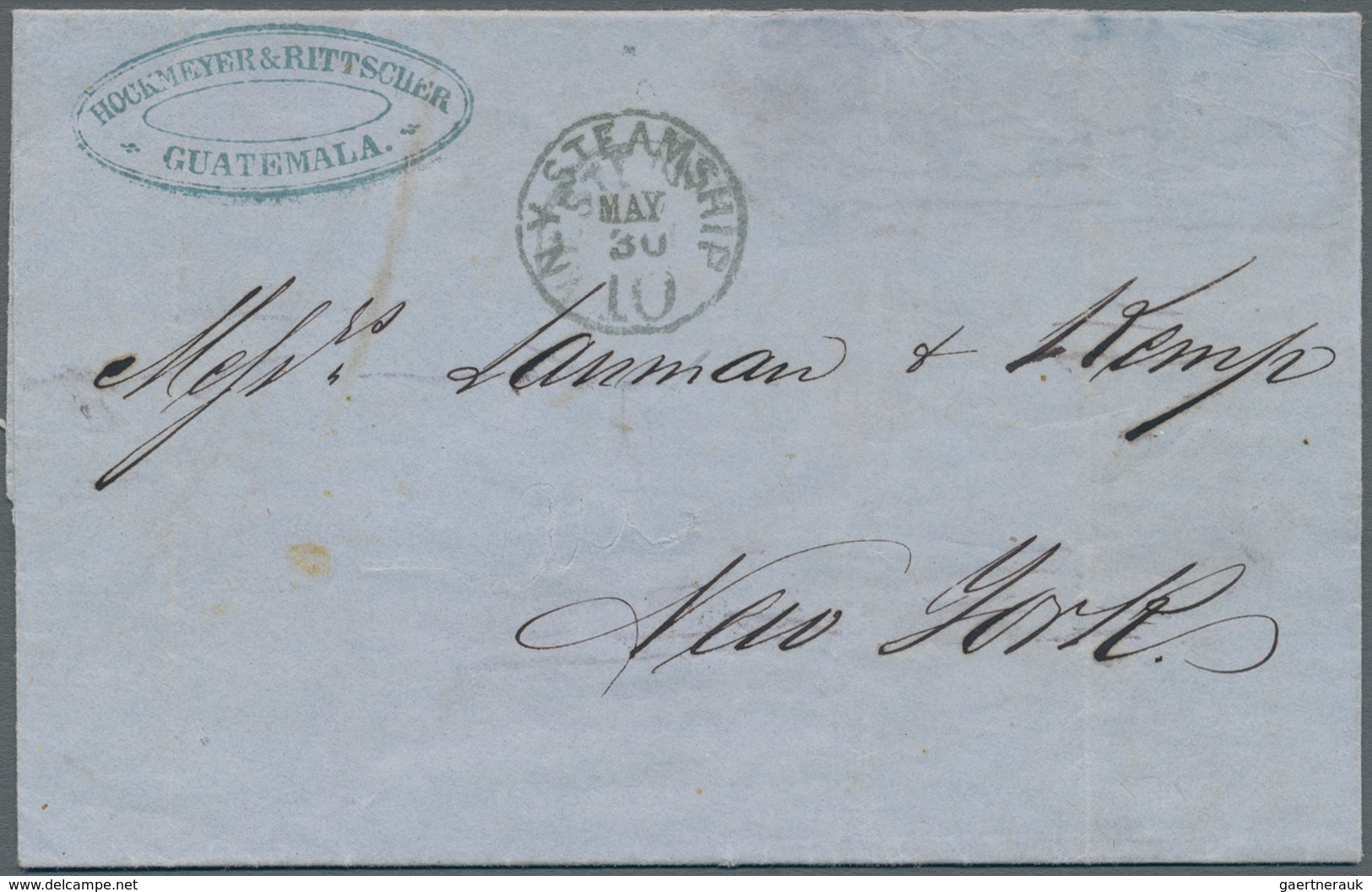 Guatemala: 1871. Stampless Envelope Written From Guatemala Dated 'May 10 1871' Addressed To New York - Guatemala