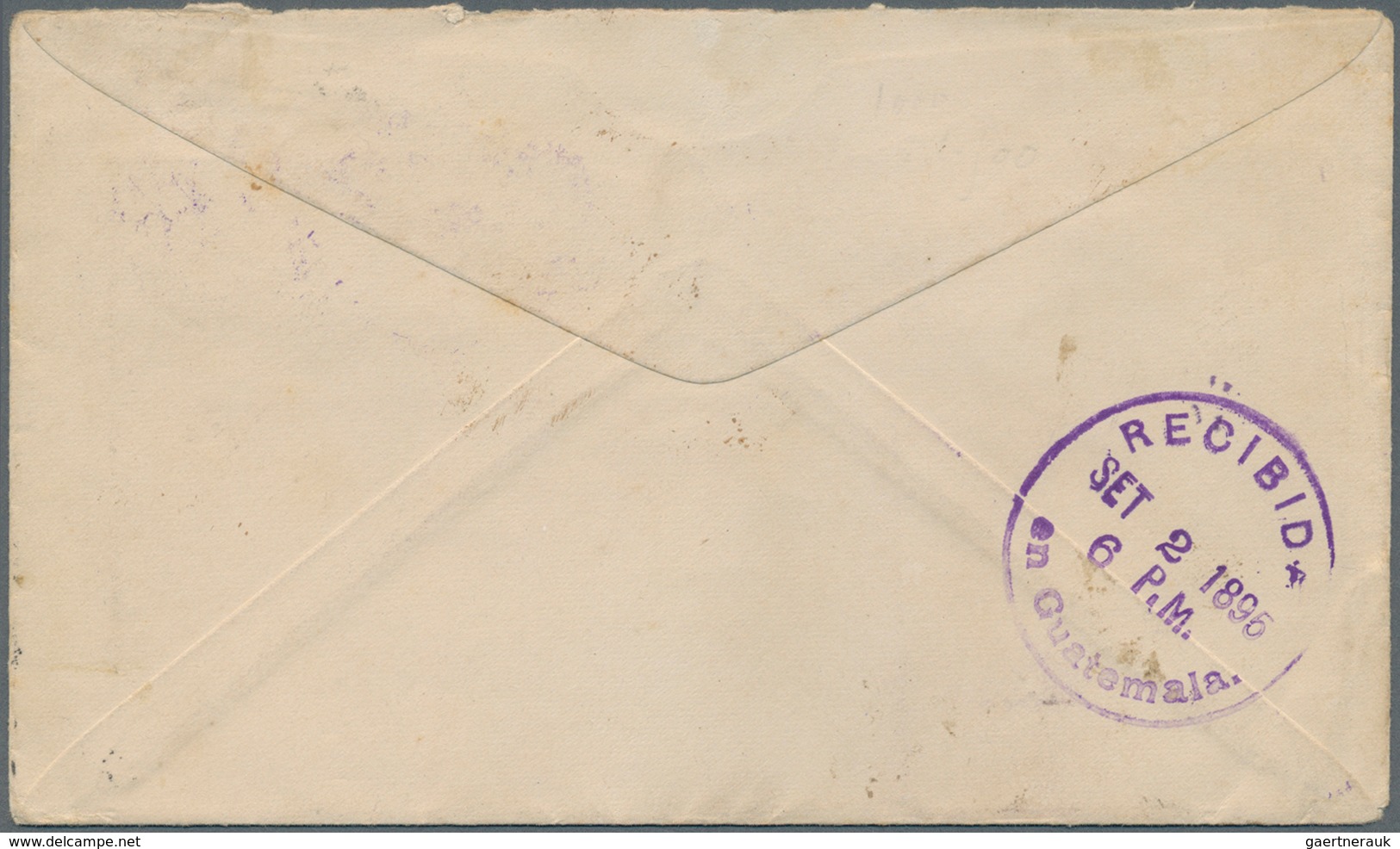 Guatemala: 1895, Cover Franked With 1 C (4) And 6 C. Coat Of Arms Form MAZATENO 31.8.95 Via Guatemal - Guatemala