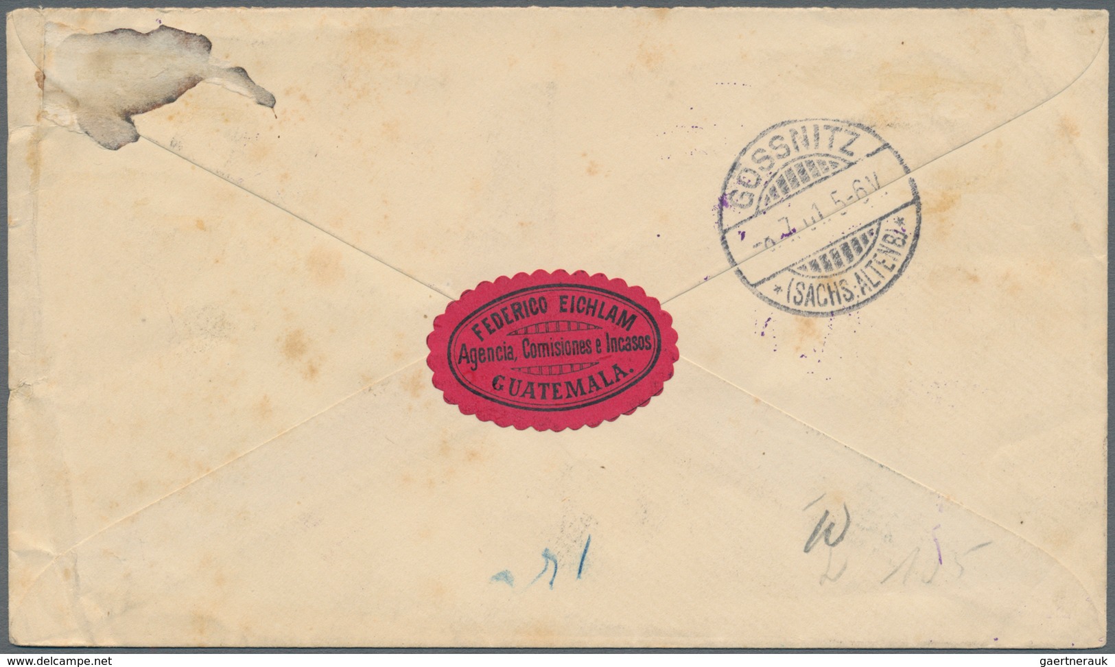 Guatemala: 1901, 5 C. Stationery Envelope With Additional 6 C. (3)and 1 And 2 On 20 Centavos Sent Re - Guatemala