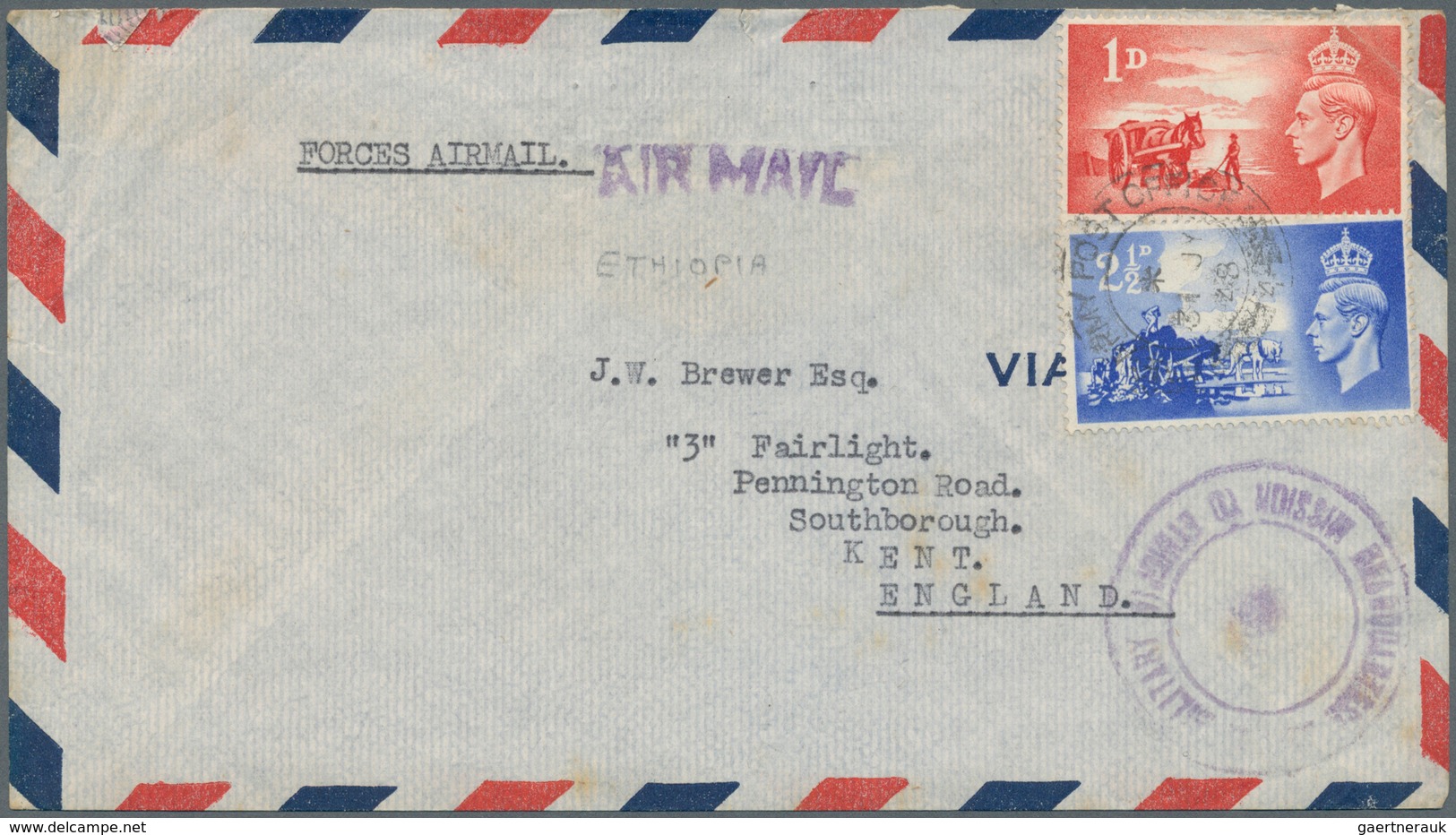 Italienisch-Ostafrika - Britische Besetzung: 1948. Air Mail Envelope Headed 'Forces-Mail' And Writte - Italiaans Oost-Afrika