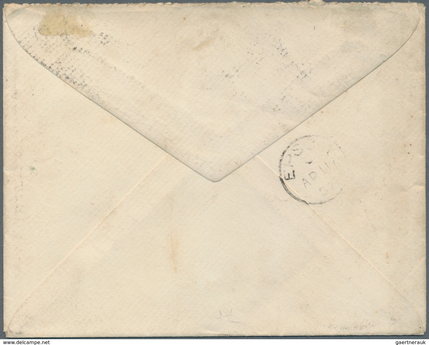 Jamaica: 1892. Envelope Addressed To Epsom Bearing Jamaica SG 12, 6d Mauve And SG 22, 4d Orange Tied - Jamaica (1962-...)