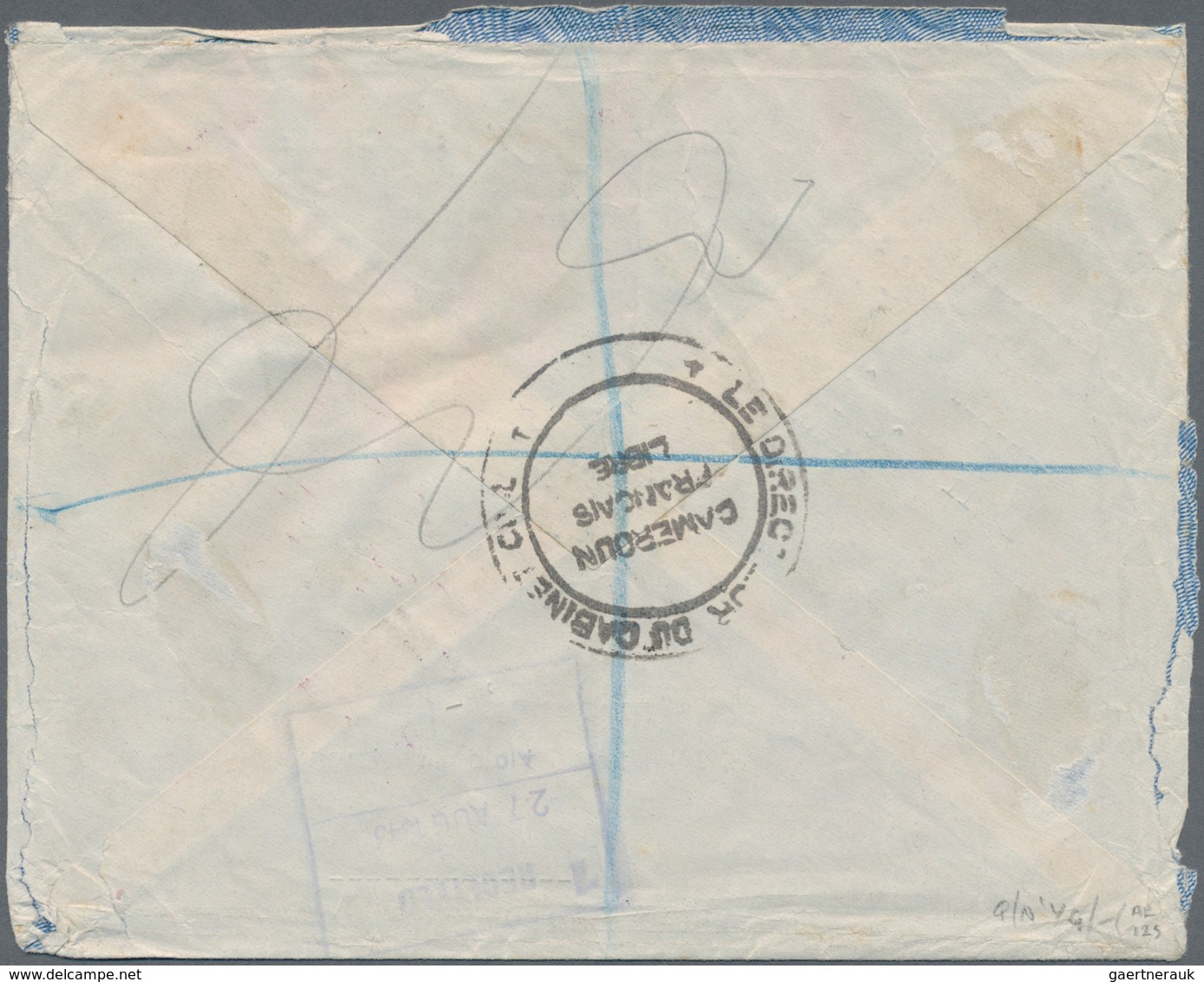 Kamerun: 1943. Registered Air Mail Envelope (opening Faultsheaded 'Banque De L'Afrique Occidentale / - Kameroen (1960-...)